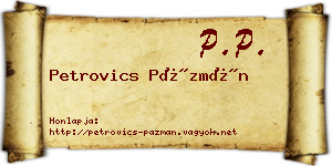 Petrovics Pázmán névjegykártya